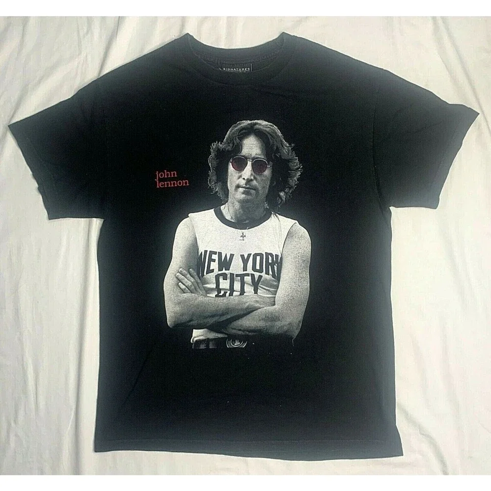 Vingage John Lennon Men’s Black Graphic One Dreamer T Shirt Size Medium M